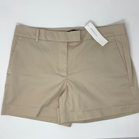 Ann Taylor Khaki‎ Devin Fit Flat Front Women's Chino Shorts Size 6 - Picture 1 of 6
